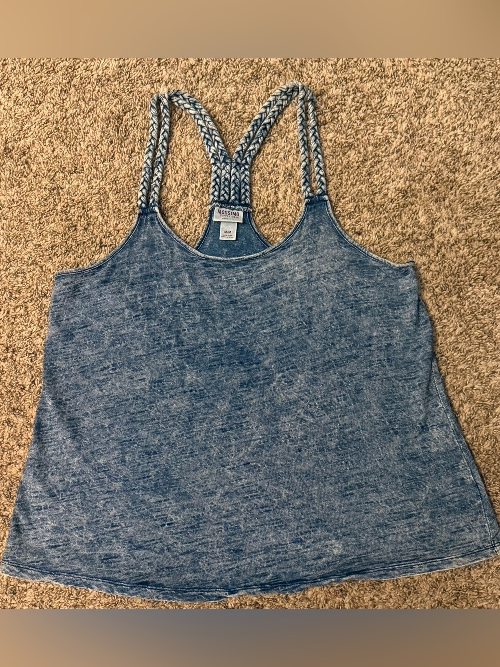 Mossimo Supply Co. Faded Denim-look Blue Racerback Tank with Braided Straps